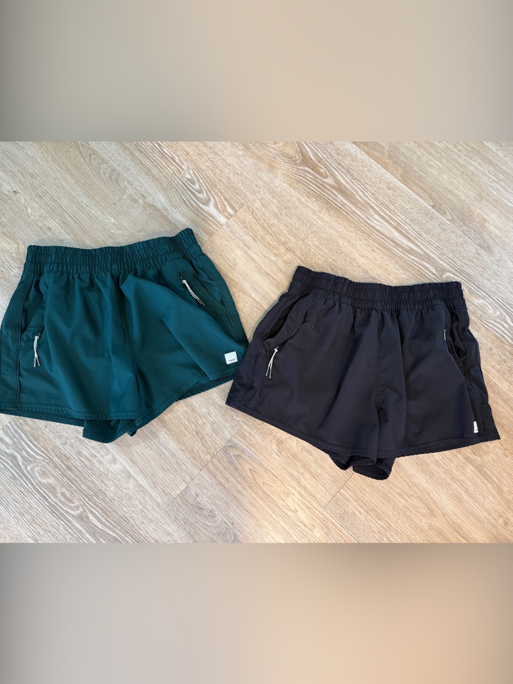 Vuori Women’s Athletic Shorts in Forest Green and Black